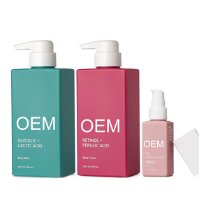 Skin Care Set Manufacturer - Anti-Aging 3PC Retinol Body Cream Exfoliating AHA Foam Wash Hyaluronic Serum