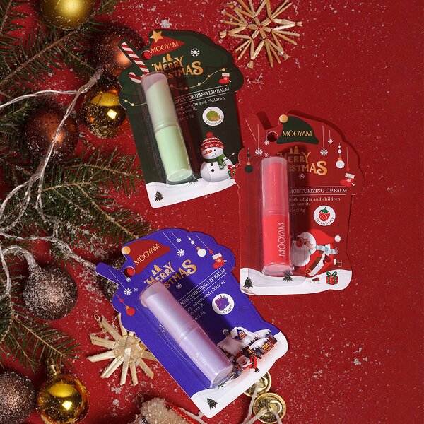 Lip Balm Manufacturer - Christmas Design 3 Flavors for Dry Lips Nourishing MOOYAM