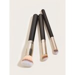 Makeup Brush Set Manufacturer - Personalized 3pcs Travel Size, Flat Vegan Synthetic Hair Foundation & Angled Contour
