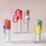 Lipstick Tube Manufacturer - Hot Selling Multi-color Lid Round Tube, Cute Empty Lip Oil Container with Keychain