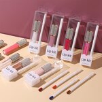 Lip Kit Manufacturer - 2 in 1, Clear Case Diamond Lip Gloss & White Lip Liner Pen, Multi-color Set