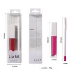 Lip Kit Manufacturer - 2 in 1 Set, Clear Case Square Tube Lip Gloss & White Pencil, Waterproof Non-Transfer