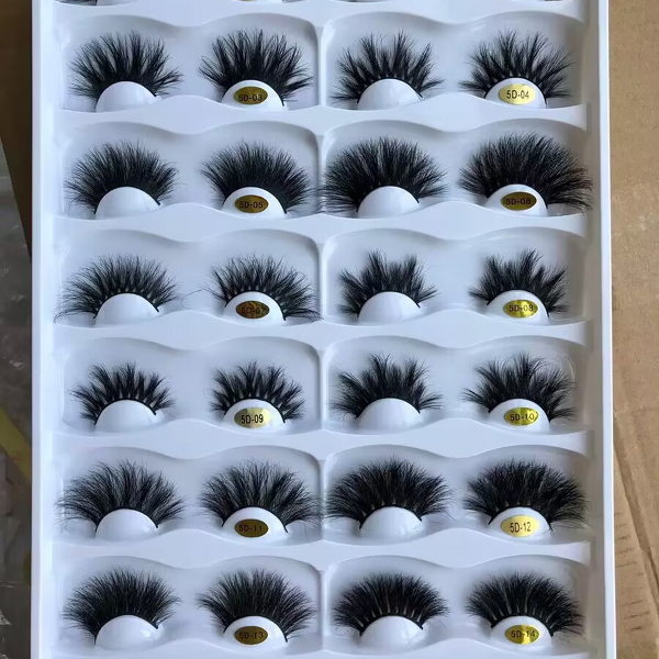 Eye Lash Manufacturer - 1 Pair 25mm Real Mink Eyelashes, 5D Length Curve Extensions