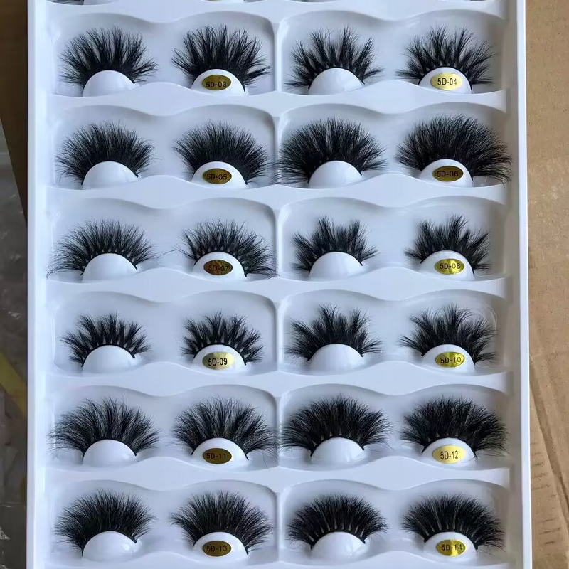 Eye Lash Manufacturer - 1 Pair 25mm Real Mink Eyelashes, 5D Length Curve Extensions