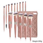 Makeup Brush Set Manufacturer - 14pcs Premium Cosmetic, Foundation Blush Concealer Eyeshadow Eyebrow Highlight Pink