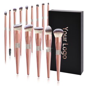 Makeup Brush Set Manufacturer - 14pcs Premium Cosmetic, Foundation Blush Concealer Eyeshadow Eyebrow Highlight Pink