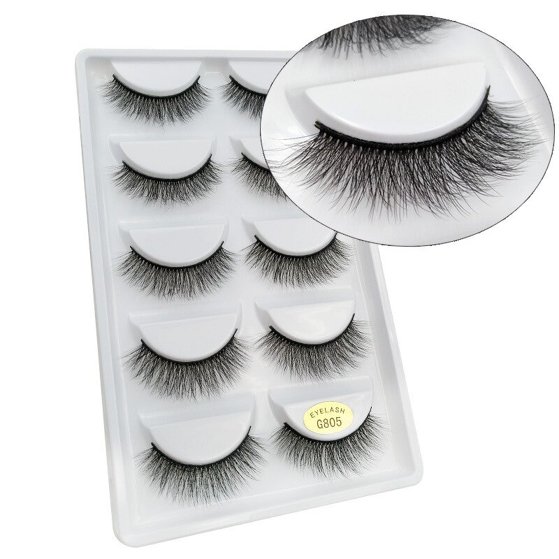 Eye Lash Set Manufacturer - 5 Pairs Natural, Long Thick Extensions Reusable 3D False Eyelashes