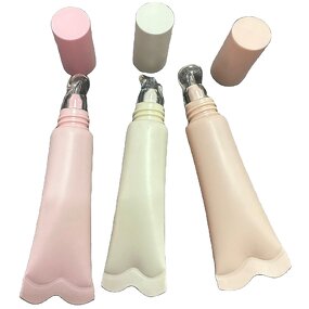 Cosmetic Packaging Manufacturer - Compostable 14ml Pink Empty Squeeze Tube, PCR, Crystal Head Wave Shaped, Custom Label