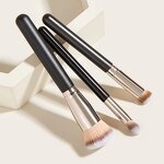 Makeup Brush Set Manufacturer - Personalized 3pcs Travel Size, Flat Vegan Synthetic Hair Foundation & Angled Contour
