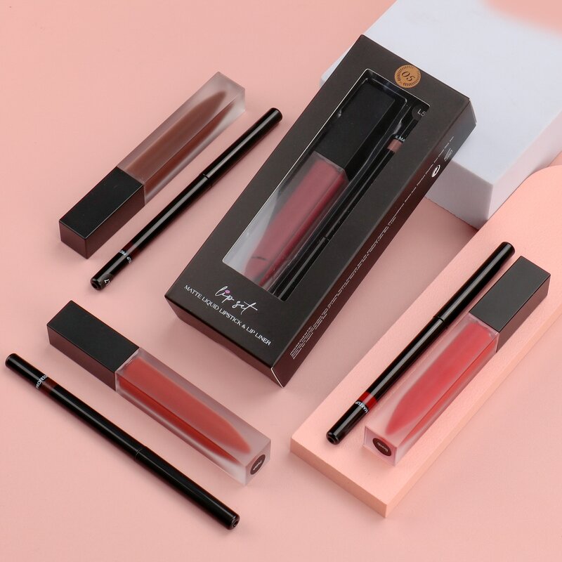 Lip Kit Manufacturer - 2 in 1 Set, Black Pencil & Liquid Lipstick, Long Lasting Vegan Matte, Private Label