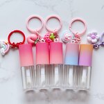 Lipstick Tube Manufacturer - Hot Selling Multi-color Lid Round Tube, Cute Empty Lip Oil Container with Keychain