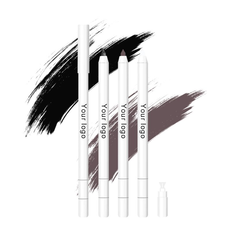 Eyeliner Pencil Manufacturer - Private Label Pink Gold White Tube, Vegan Long Lasting, Cruelty Free, with Sharpener