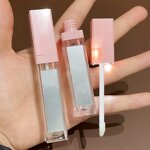 LipGloss Packaging Manufacturer - Personalized Pink LED Light with Mirror, Empty Plastic Bottle, Custom Logo