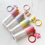 Lipstick Tube Manufacturer - Hot Selling Multi-color Lid Round Tube, Cute Empty Lip Oil Container with Keychain