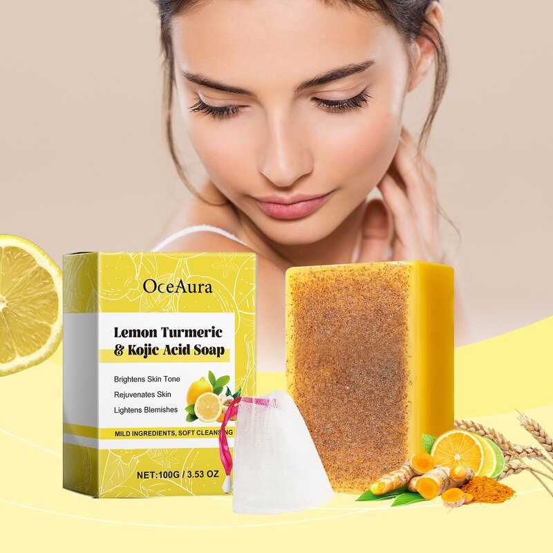 Kojic Acid Soap Manufacturer - Lemon Brightening 100% Natural Organic Cleaning Moisturizing Turmeric and Kojic Acid