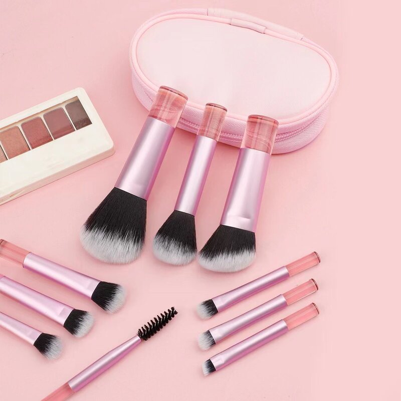 Makeup Brush Set Manufacturer - Hot Sale 10pcs Mini Brushes Travel With Bag Custom Logo
