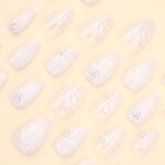 Press-on Nails Manufacturer - 24Pcs/Boxs 3D Fresh Almond-Shaped With Pearl Shell Pattern Acrylic Customize