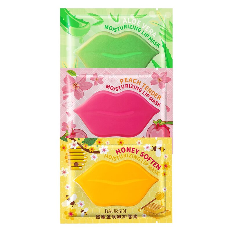 Lip Mask Sheet - Private Label - Nourishing Moisturizing Natural Essence Fruit Peach Aloe Vera Collagen Honey Korean