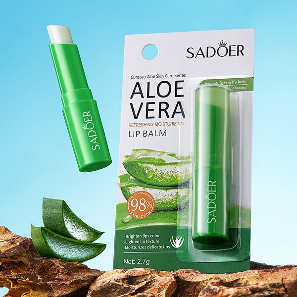 Lip Balm - SADOER - Moisturizer Hydrating Bright Lip Anti Dry Cracking Organic Aloe Vera