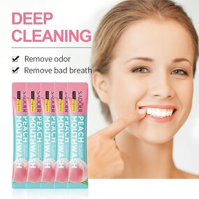 Mouth Wash - SADOER Disposable - Alcohol Free Organic Oral Care Natural Mint Peach Lemon - Private Label