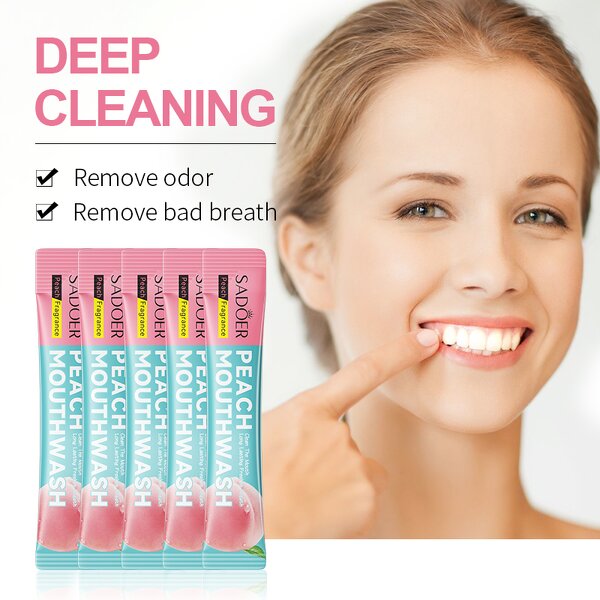 Mouth Wash - SADOER Disposable - Alcohol Free Organic Oral Care Natural Mint Peach Lemon - Private Label