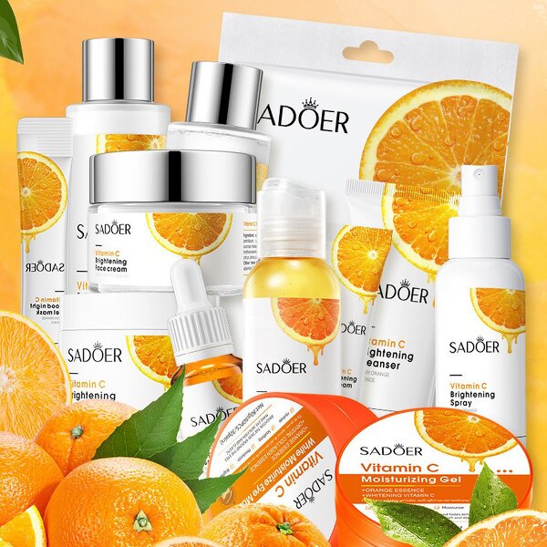 Skin Care Set - Private Label SADOER Wholesale - Vitamin C Exfoliating Moisturizer Cream Smooth Essence Whitening