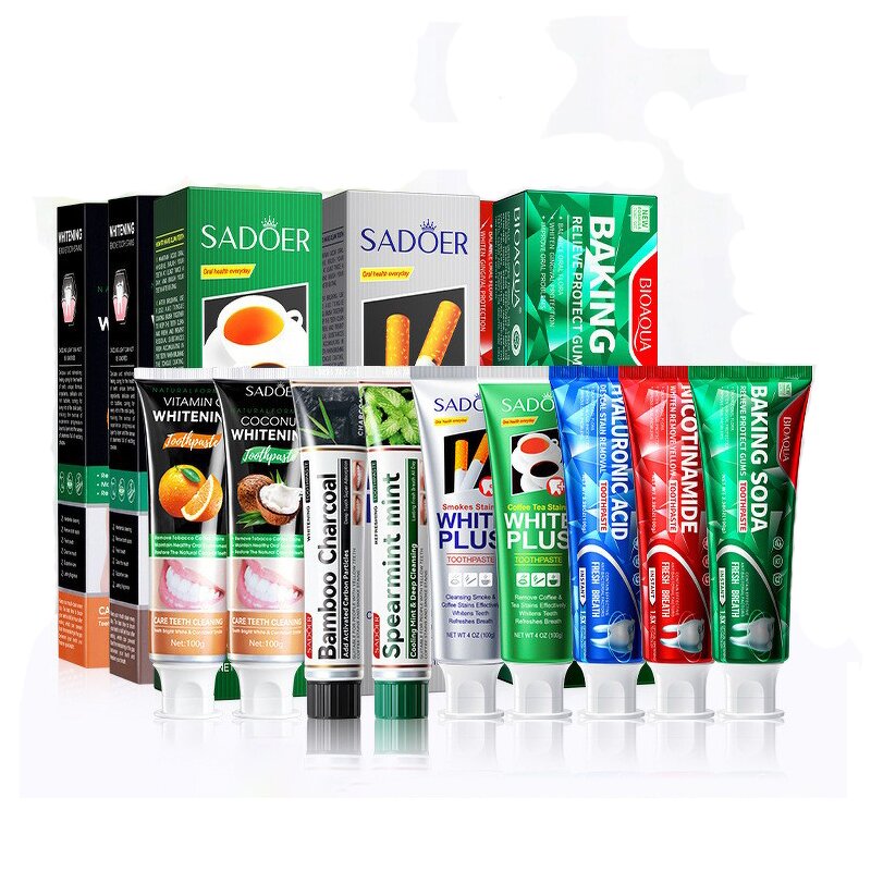 Toothpaste - BIOAQUA SADOER Sea Salt Soda - Oral Care Whitening Fruit Flavor Coconut Propolis Herbal Ginger Mint