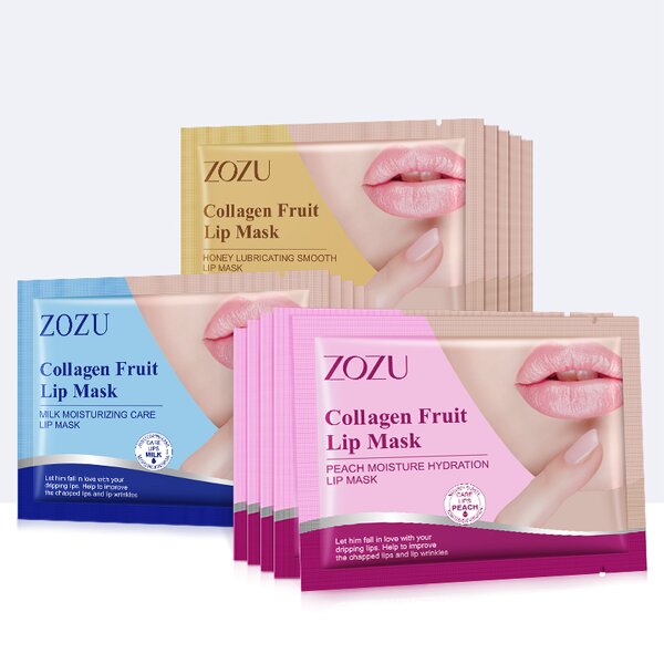 Lip Mask Sheet - ZOZU Private Label - Collagen Milk Peach Honey Moisturizing Smooth for Dry Lips