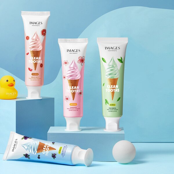 Toothpaste - IMAGES - Green Tea Fragrant Strawberry Gingival Protection Bright White Teeth Herbal Mint - Private Label