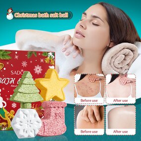 Bath Salt Ball Set - SADOER Christmas - Organic Bath Fizzies Relaxing Body Cleansing Hydrating Bubble