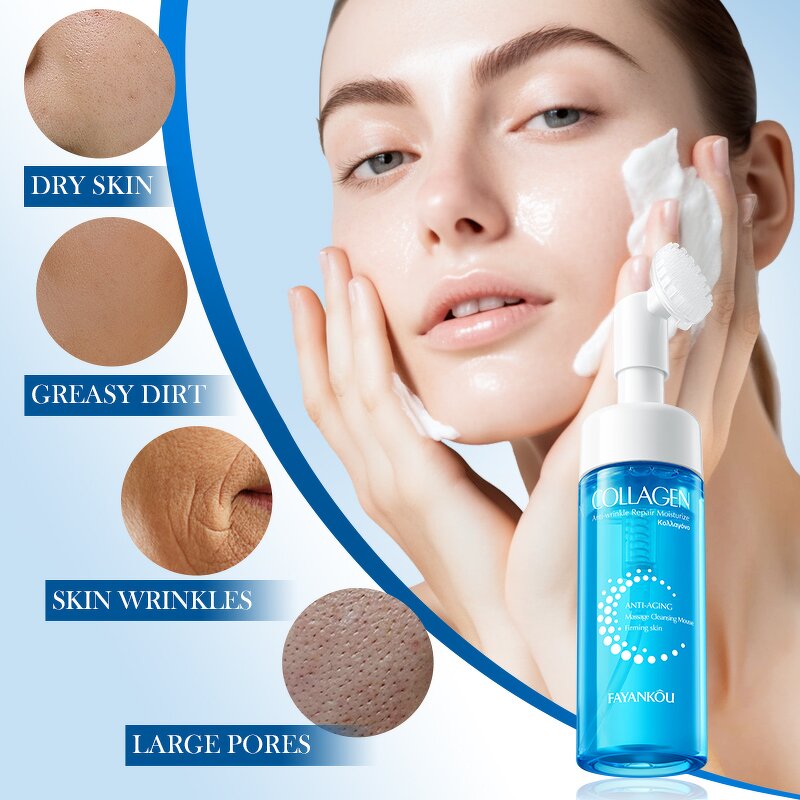 Facial Cleanser - FAYANKOU Korea Private Label - Collagen Anti Wrinkle Repair Hydrating Cleaning Bubbles Brush