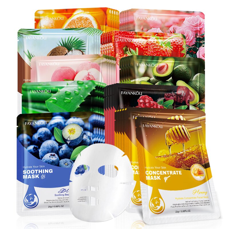 Facial Mask - FAYANKOU - Avocado Strawberry Peach Aloe Rose Natural Moisturising Hydrating