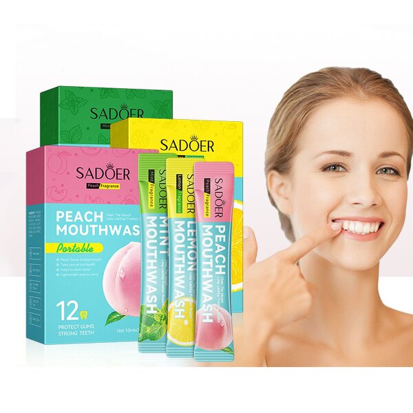 Mouthwash - SADOER Private Label - Alcohol Free Pigment Free Teeth Whitening Watermelon Lemon Mint Peach Flavor