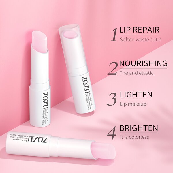 Lip Balm - ZOZU Wholesale Custom logo - Strawberry Milk Moisturizing Repair Natural Vegan