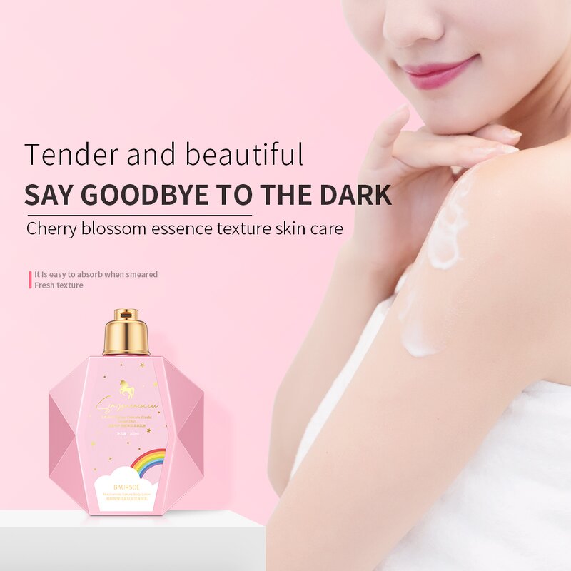 Body Lotion - Korean - Cherry Blossoms Nourishing Lock Water Fast Whitening Brightening Leave Fragrance for Black Skin