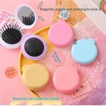Hairbrush Manufacturer - Portable Mini Folding Comb With Mirror Air Cushion ABS Nylon Pins Travel