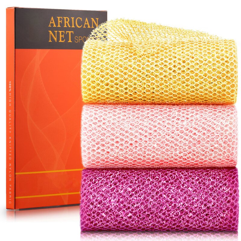 Body Scrubber Manufacturer - Custom Box African Exfoliating Net Nylon Long Net Daily Use