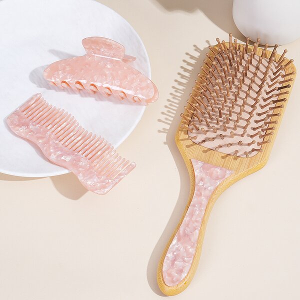 Hair Brush Set Manufacturer - Custom logo Acetate Bamboo Curly Hair Straightening Dryer