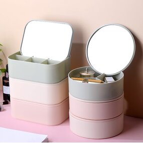 New Arriving Makeup Mirror with Storage Boxes Versatile Portable Hand Mirror Student Table Mirror