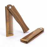 Beard Comb Manufacturer - Custom Logo Green Sandalwood Wooden Folding 100% Natural