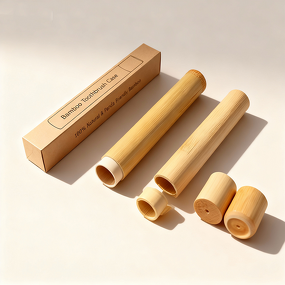 Toothbrush Case Manufacturer - Natural Wood Bamboo Tube Storage Box Hotel Travel