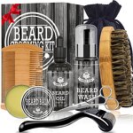 Beard Grooming Kit Manufacturer - Custom Brand Beard Wash Shampoo Oil Balm Brush Comb Scissors