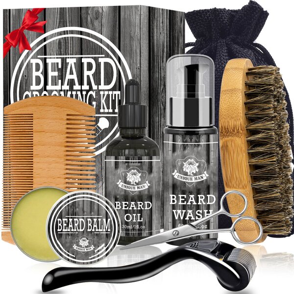 Beard Grooming Kit Manufacturer - Custom Brand Beard Wash Shampoo Oil Balm Brush Comb Scissors
