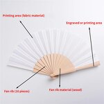 Hand Fan Manufacturer - Hot Selling Gift 21cm White Paper Custom Logo Bamboo Wedding