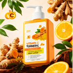 Body Lotion Manufacturer - Private Label 300 ml Lemon Turmeric Vitamin c Brightening Women
