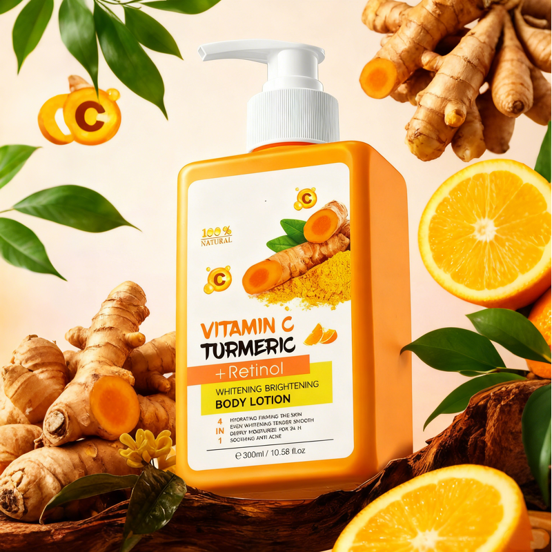 Body Lotion Manufacturer - Private Label 300 ml Lemon Turmeric Vitamin c Brightening Women