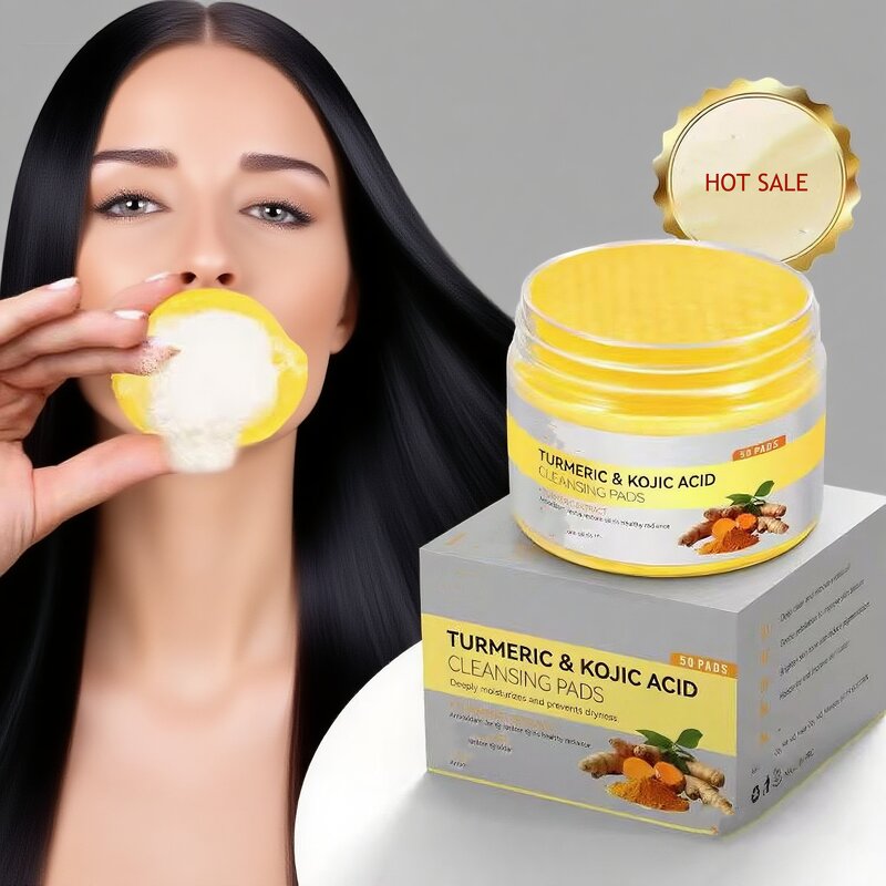 Cleansing Pads Manufacturer - 50pcs Turmeric Kojic Acid Foam Pads Jar Deep Cleansing