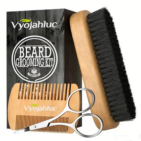 Beard Grooming Kit Manufacturer - Private Label Beard Brush Set Comb Cleaning Rolling Gift Set