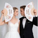 Hand Fan Manufacturer - Hot Selling Gift 21cm White Paper Custom Logo Bamboo Wedding