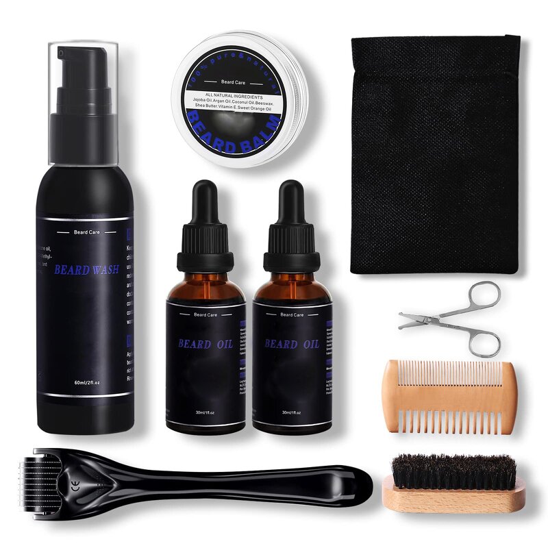 Beard Grooming Kit Manufacturer - Personal Care Mens Beard Oil Shaving Knife Comb Balm Custom Label Gentlemen